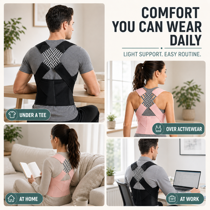 Adjustable Posture Support Brace with Breathable Polyester Design