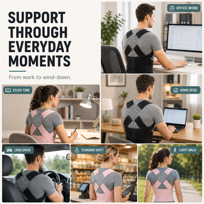 Adjustable Posture Support Brace with Breathable Polyester Design