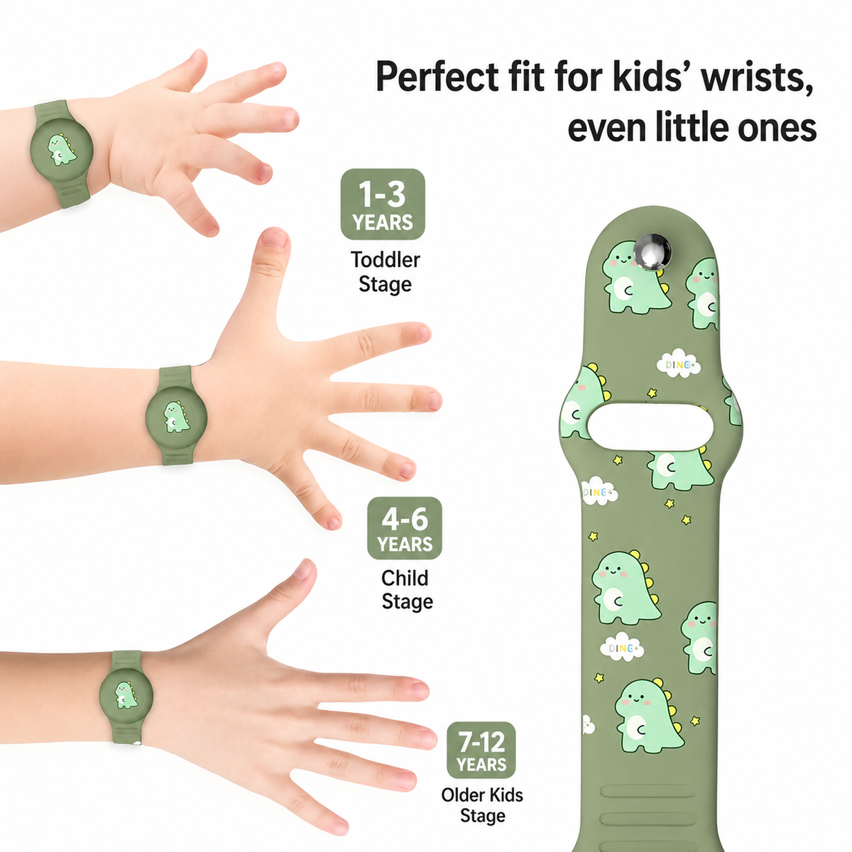 Adjustable Silicone Kids Bracelet for Compatible GPS Trackers