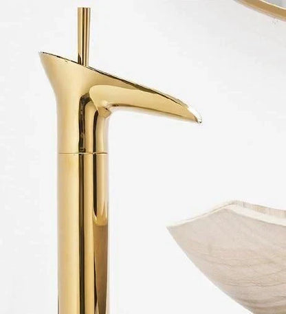 Antique Waterfall Bathroom Sink Faucet - Brass Single-Hole Tap