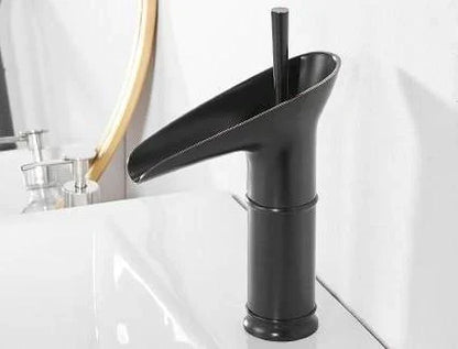 Antique Waterfall Bathroom Sink Faucet - Brass Single-Hole Tap