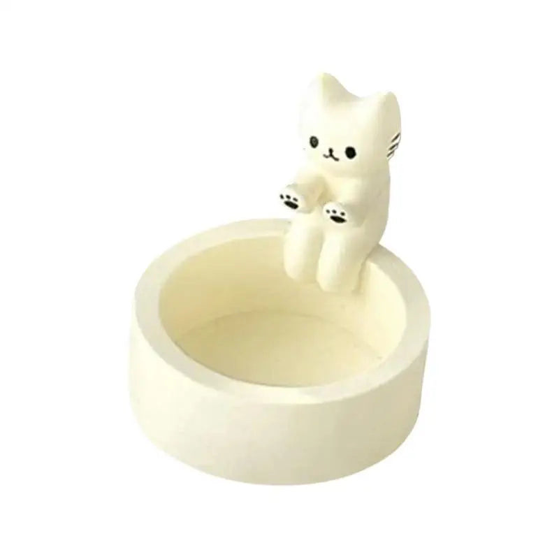 Cat Candle Holder with Hand-Finished Plaster Design