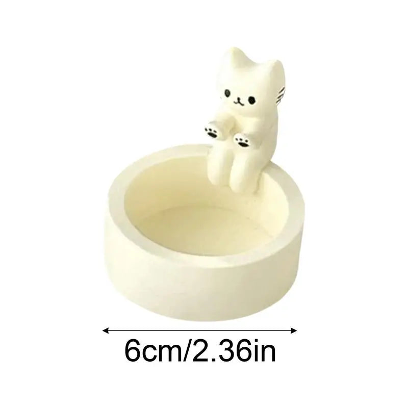 Cat Candle Holder with Hand-Finished Plaster Design