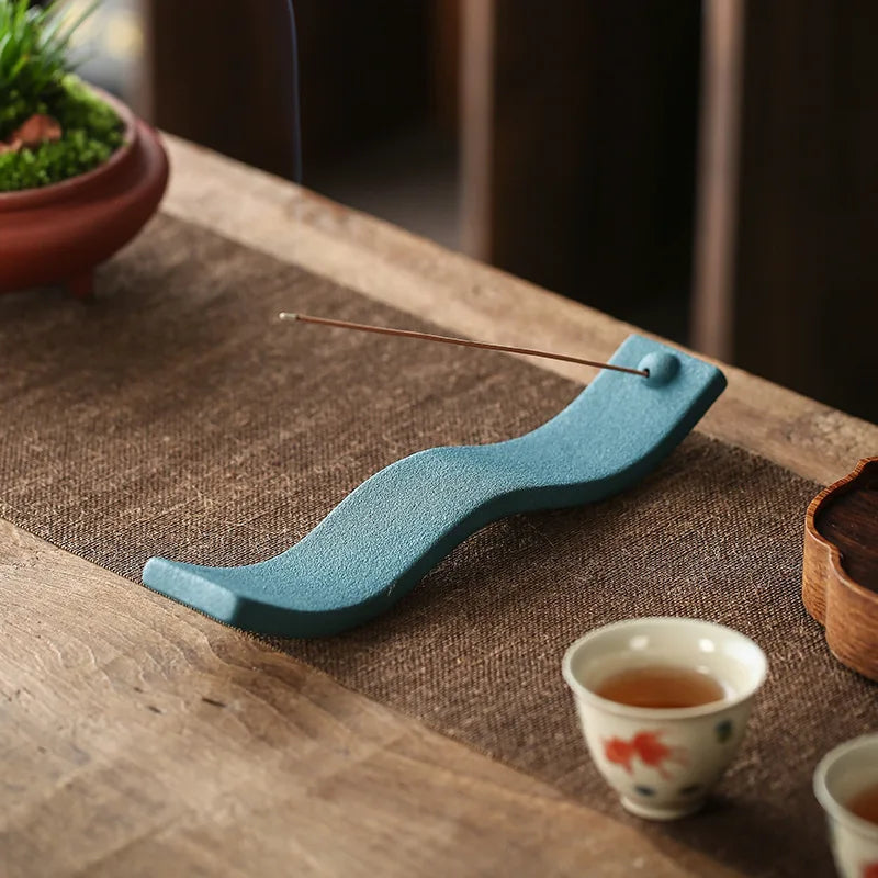 Ceramic Incense Holder – Wave Design for Incense Sticks