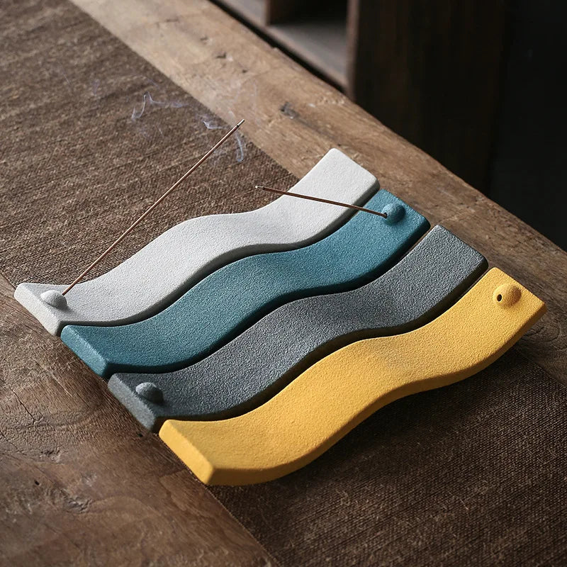 Ceramic Incense Holder – Wave Design for Incense Sticks