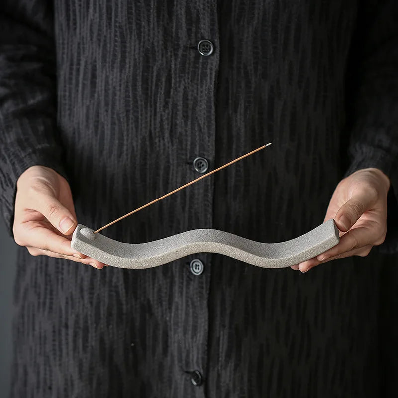 Ceramic Incense Holder – Wave Design for Incense Sticks