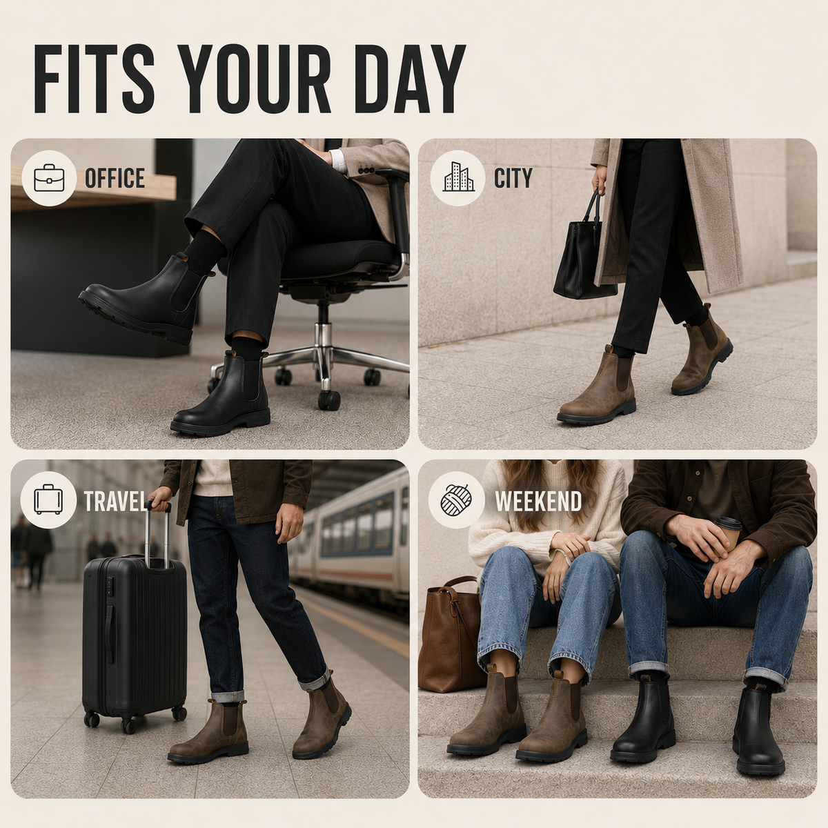 Chelsea Ankle Boots with Slip-On Design and PU Upper