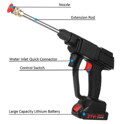 Cordless High Pressure Cleaner with Dual Batteries and Water Hose