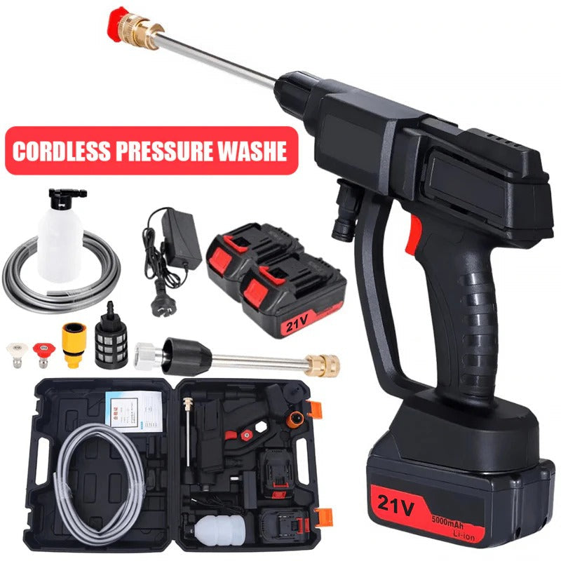 Cordless High Pressure Cleaner with Dual Batteries and Water Hose