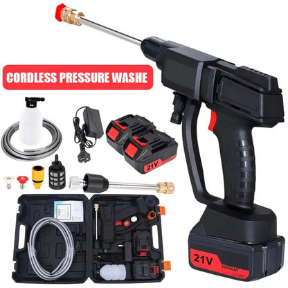 Cordless High Pressure Cleaner with Dual Batteries and Water Hose