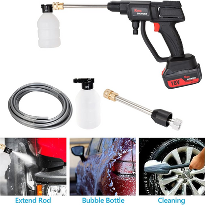 Cordless High Pressure Cleaner with Dual Batteries and Water Hose