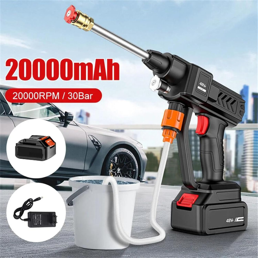 Cordless High Pressure Cleaner with Dual Batteries and Water Hose
