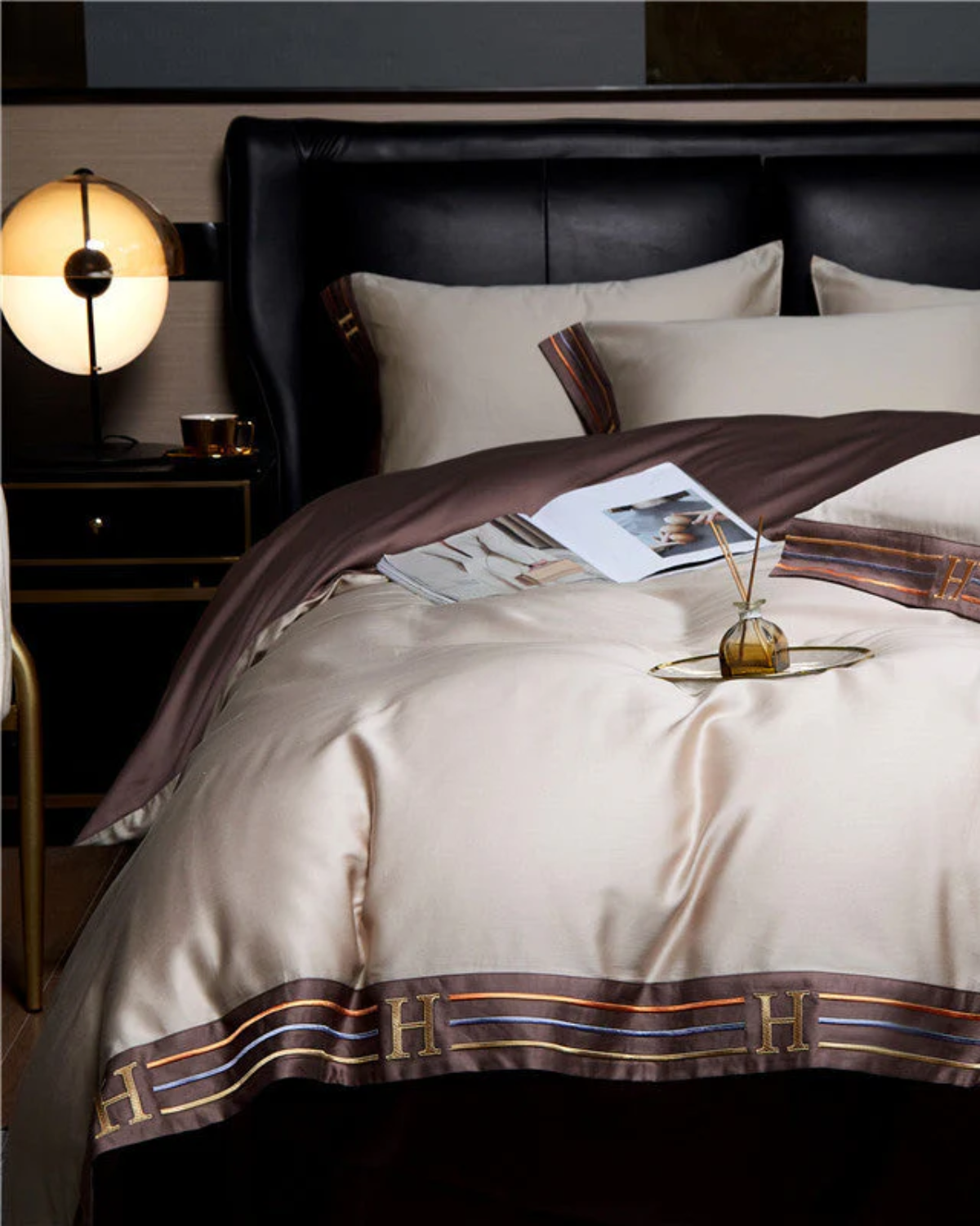 Cotton Sateen Bedding Set with Elegant Embroidery
