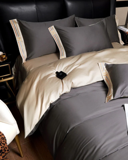 Cotton Sateen Bedding Set with Elegant Embroidery