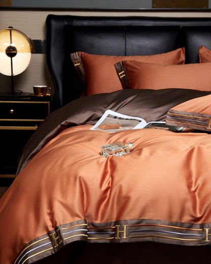 Cotton Sateen Bedding Set with Elegant Embroidery