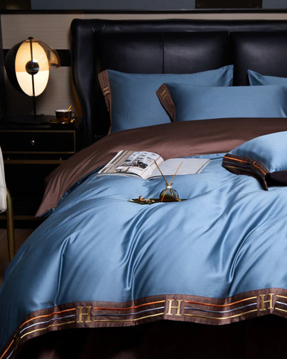 Cotton Sateen Bedding Set with Elegant Embroidery