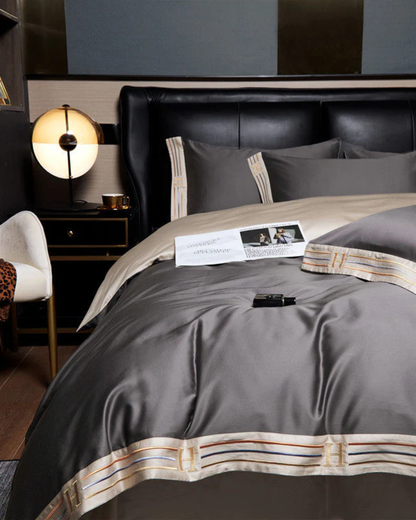 Cotton Sateen Bedding Set with Elegant Embroidery
