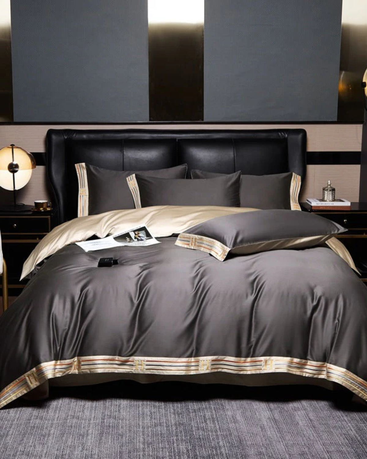 Cotton Sateen Bedding Set with Elegant Embroidery