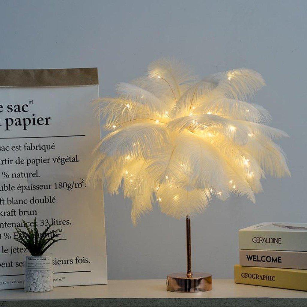 Decorative Feather Table Lamp with Remote-Controlled Lighting