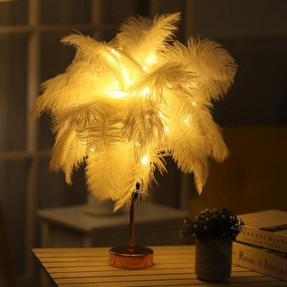 Decorative Feather Table Lamp with Remote-Controlled Lighting