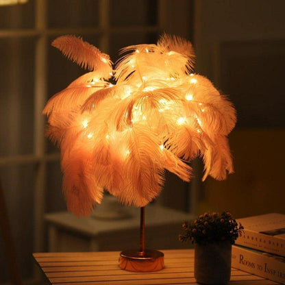 Decorative Feather Table Lamp with Remote-Controlled Lighting