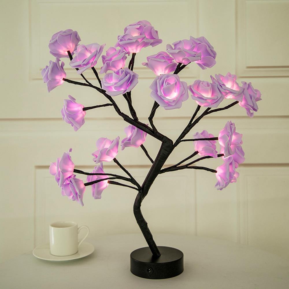 Decorative Rose Tree Table Lamp with Soft LED Lighting