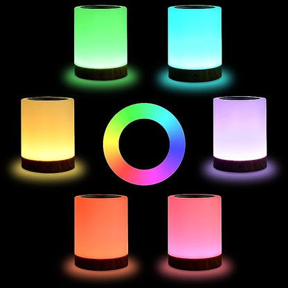 Dimmable LED Bedside Lamp with Touch Control and RGB Lighting