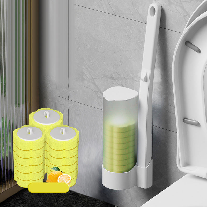 Disposable Toilet Cleaning Brush with Hygienic Sponge Heads and Push Button Release