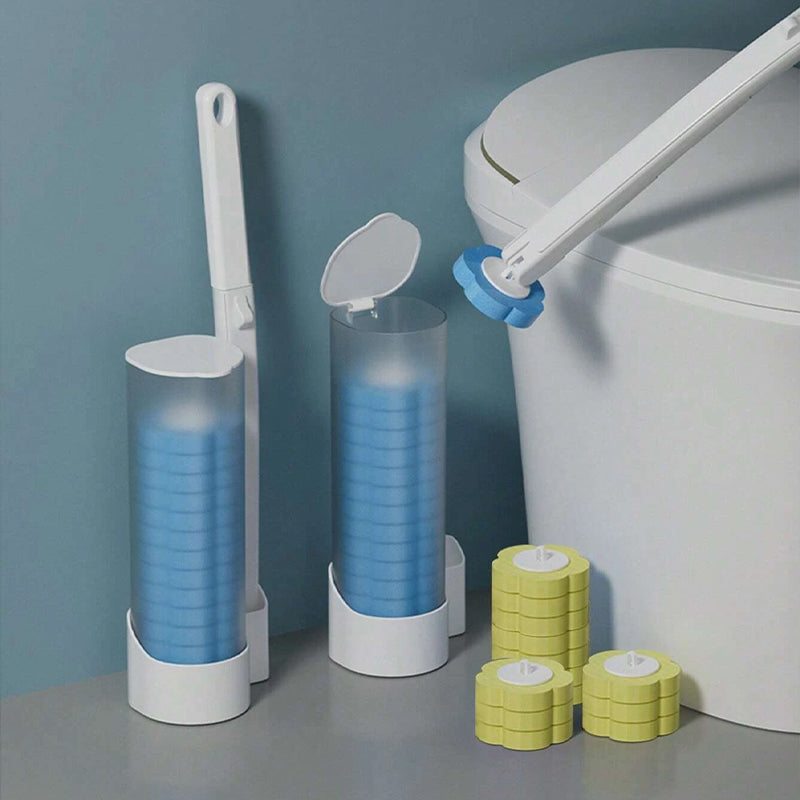 Disposable Toilet Cleaning Brush with Hygienic Sponge Heads and Push Button Release