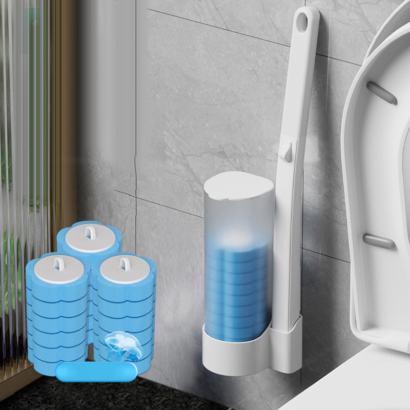 Disposable Toilet Cleaning Brush with Hygienic Sponge Heads and Push Button Release