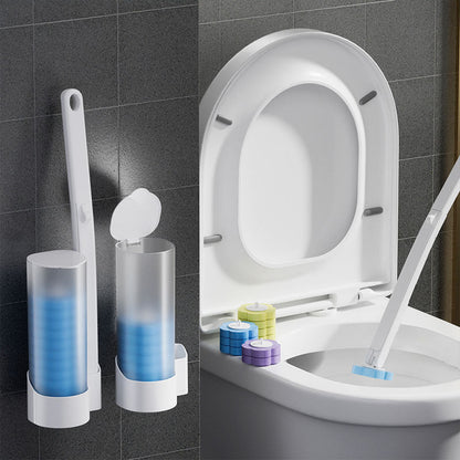 Disposable Toilet Cleaning Brush with Hygienic Sponge Heads and Push Button Release