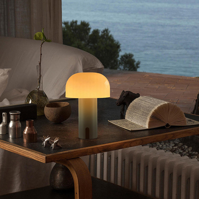 Elegant Dimmable Mushroom Table Lamp with Touch Control and Wireless Design