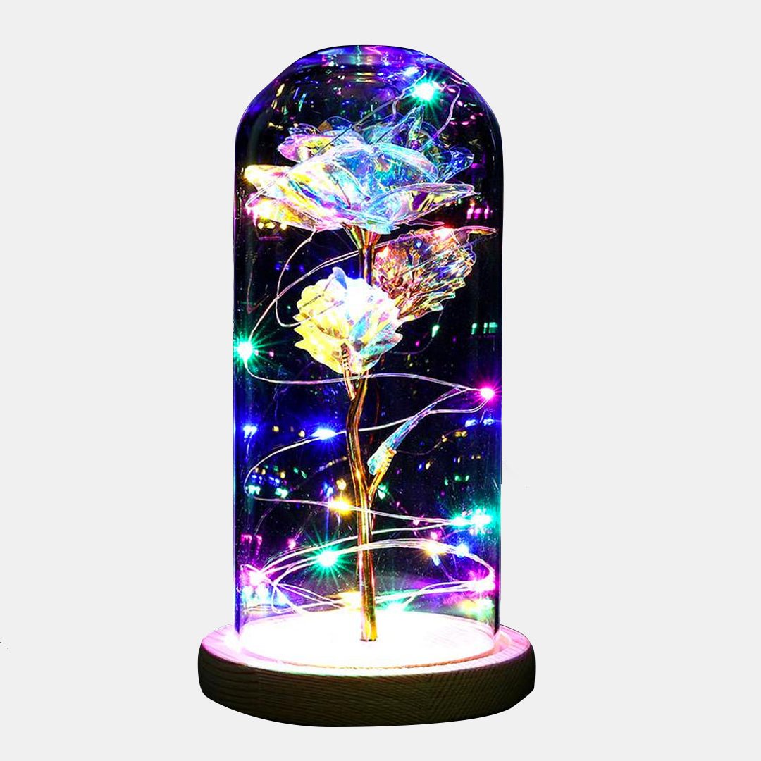 Eternal Rose Under Glass Dome with LED Lights