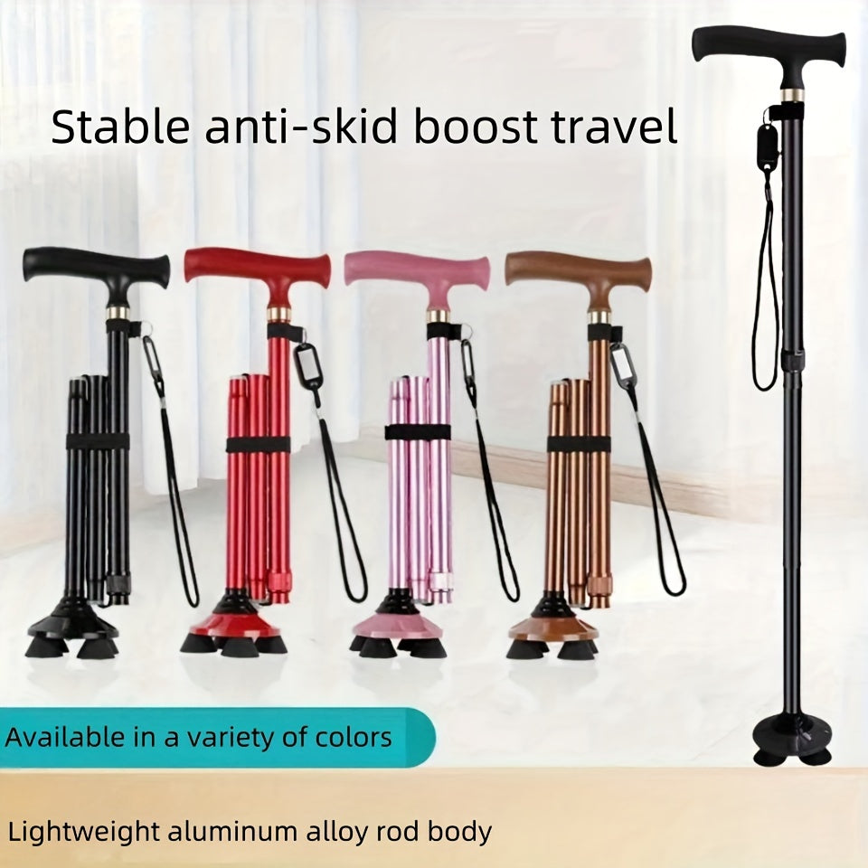 Foldable 4 Leg Walking Stick with Non Slip Feet
