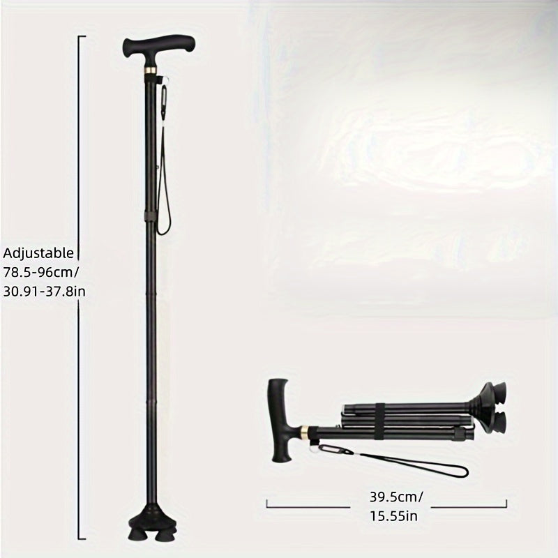 Foldable 4 Leg Walking Stick with Non Slip Feet