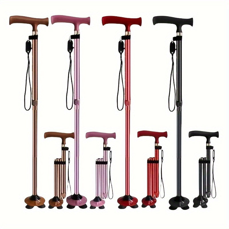 Foldable 4 Leg Walking Stick with Non Slip Feet