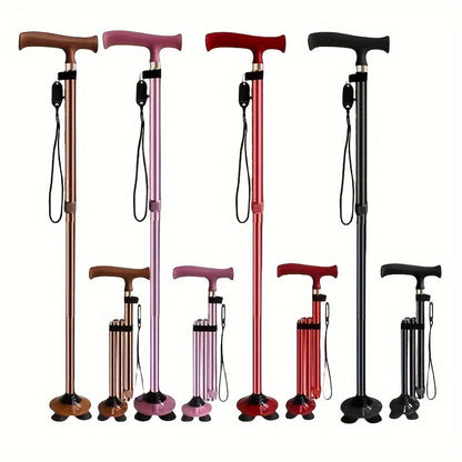 Foldable 4 Leg Walking Stick with Non Slip Feet