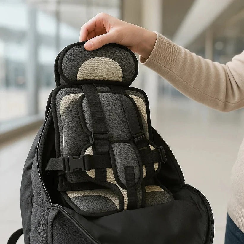 Foldable Child Travel Seat with Five-Point Harness and Quick Installation
