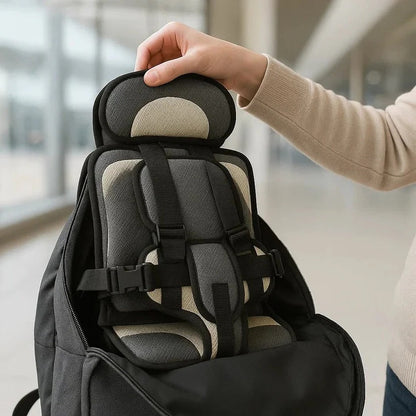 Foldable Child Travel Seat with Five-Point Harness and Quick Installation