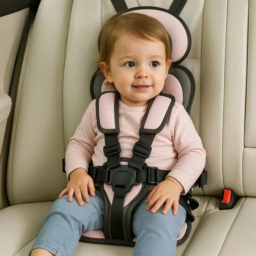 Foldable Child Travel Seat with Five-Point Harness and Quick Installation