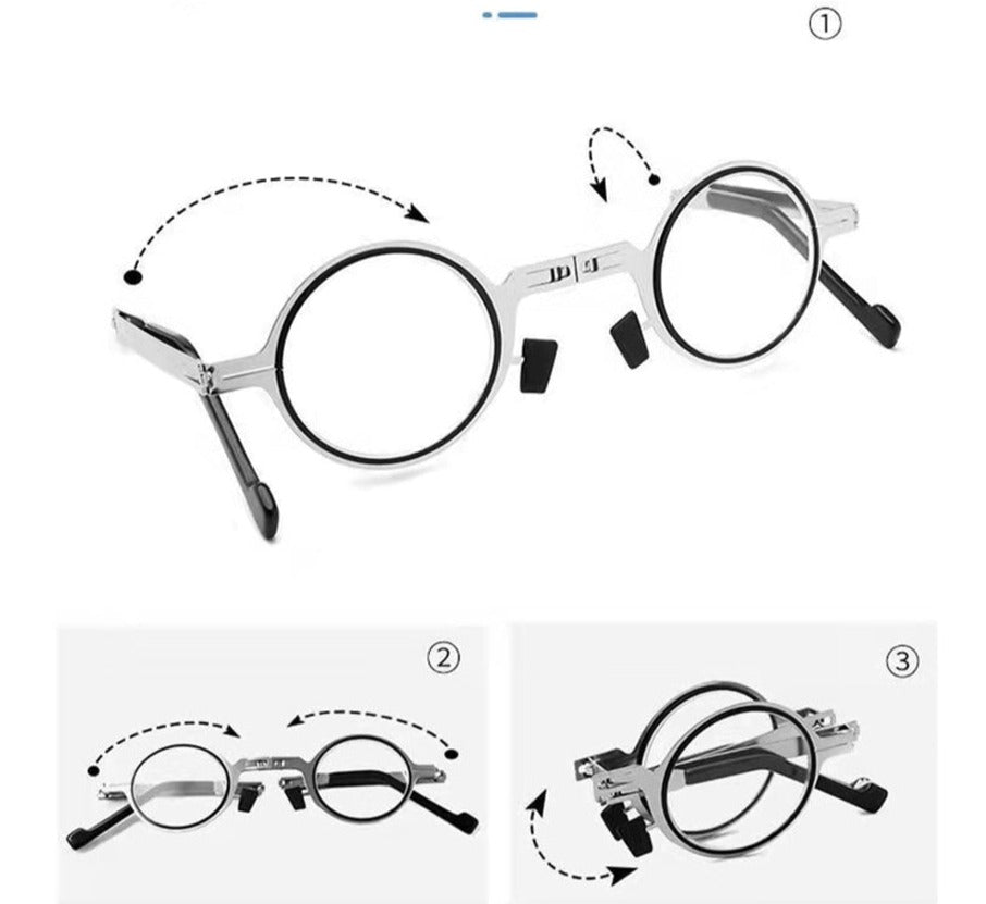 Foldable Reading Glasses | Flexible Lightweight Metal Frame with Blue Light Protection