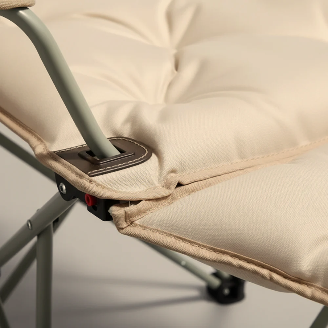 Foldable Reclining Camping Chair with Cushioned Seat and Cup Holder