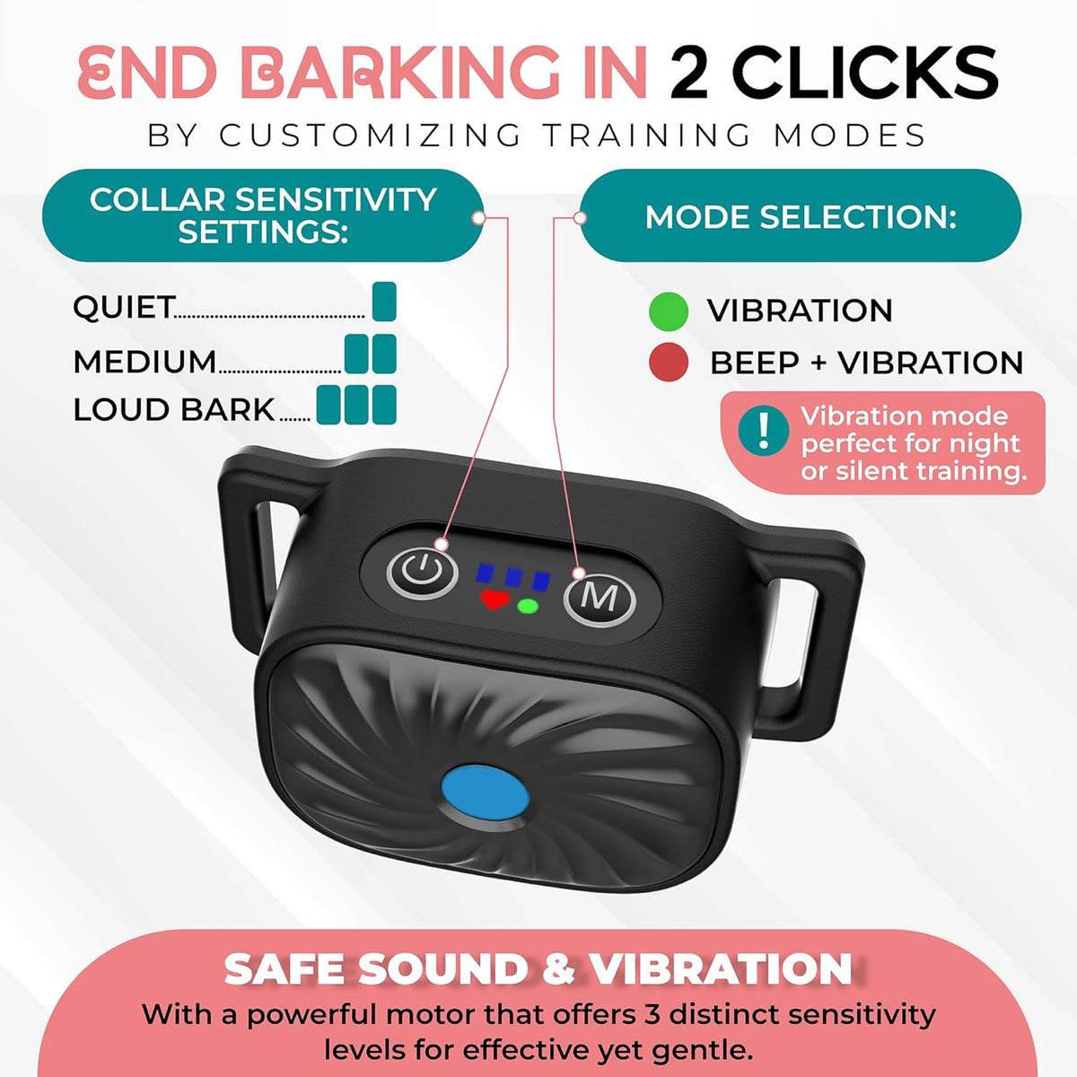 Gentle Vibration Training Collar for Small Dogs