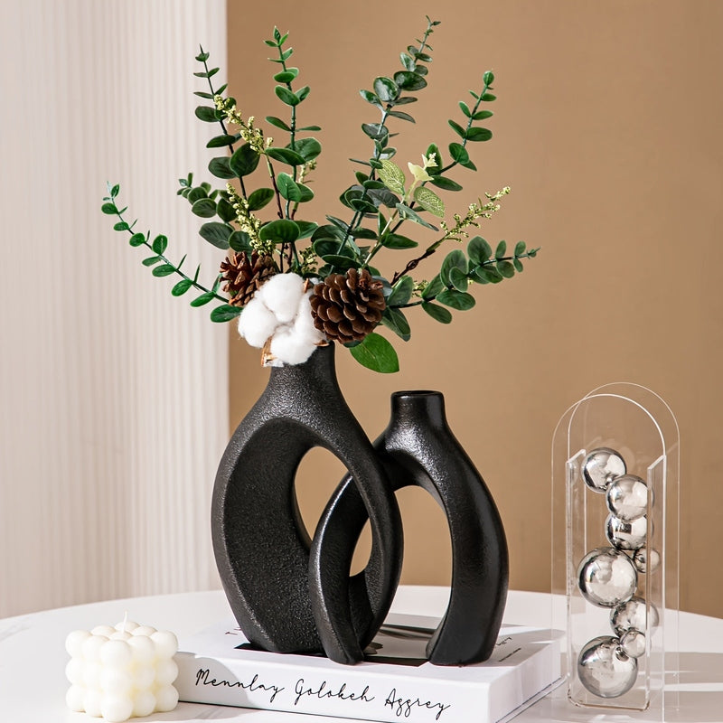 Geometric Ceramic Vase Set for Modern Flower Arrangements