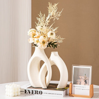 Geometric Ceramic Vase Set for Modern Flower Arrangements