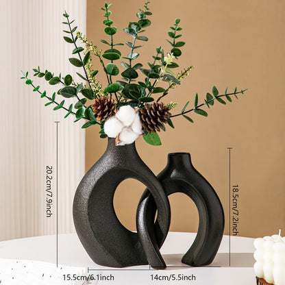 Geometric Ceramic Vase Set for Modern Flower Arrangements