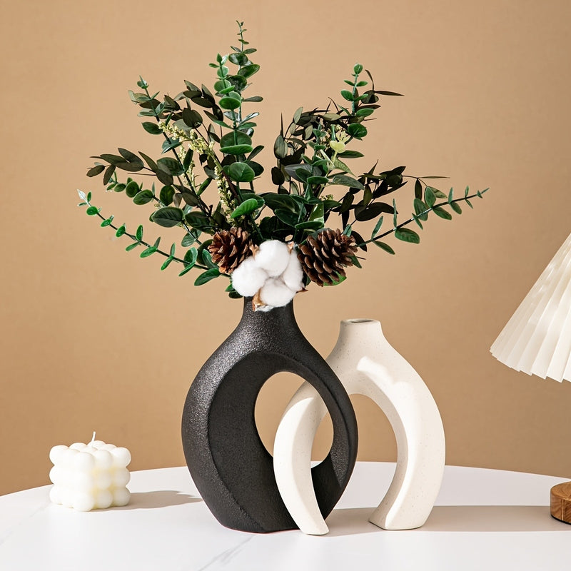 Geometric Ceramic Vase Set for Modern Flower Arrangements