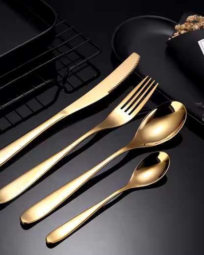 Gold Stainless Steel Cutlery Set with Refined Finish