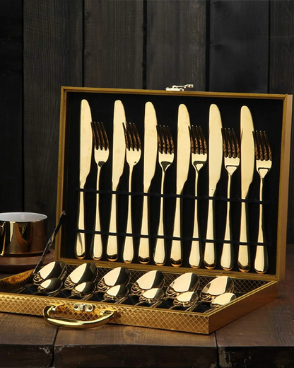 Gold Stainless Steel Cutlery Set with Refined Finish