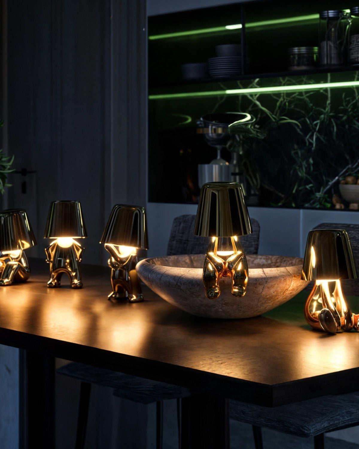 Gold USB Rechargeable Touch Table Lamp with Dimmable Light